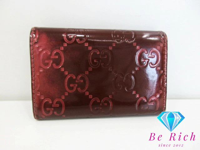 グッチ GUCCI 6連 キーケース 257217 ラブリー ハート GG シマ レザー ボルドー ワインレッド ロゴ キーリング キーホルダー アクセサリー 小物 【中古】【送料無料】 bc1976