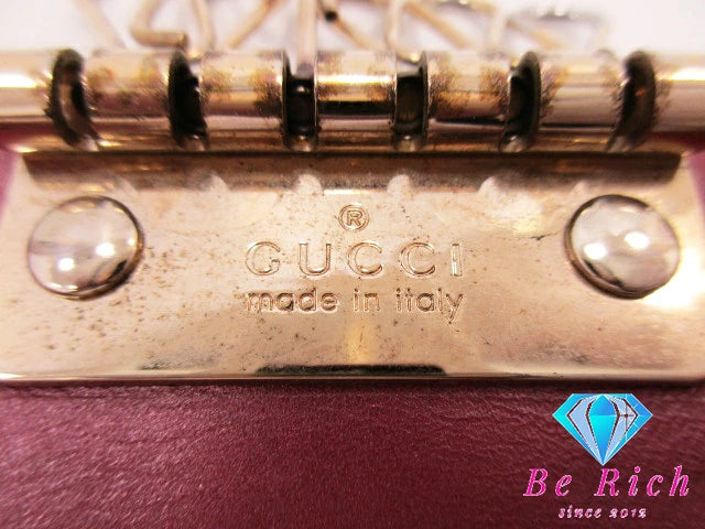 グッチ GUCCI 6連 キーケース 257217 ラブリー ハート GG シマ レザー ボルドー ワインレッド ロゴ キーリング キーホルダー アクセサリー 小物 【中古】【送料無料】 bc1976