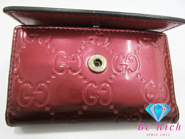 グッチ GUCCI 6連 キーケース 257217 ラブリー ハート GG シマ レザー ボルドー ワインレッド ロゴ キーリング キーホルダー アクセサリー 小物 【中古】【送料無料】 bc1976