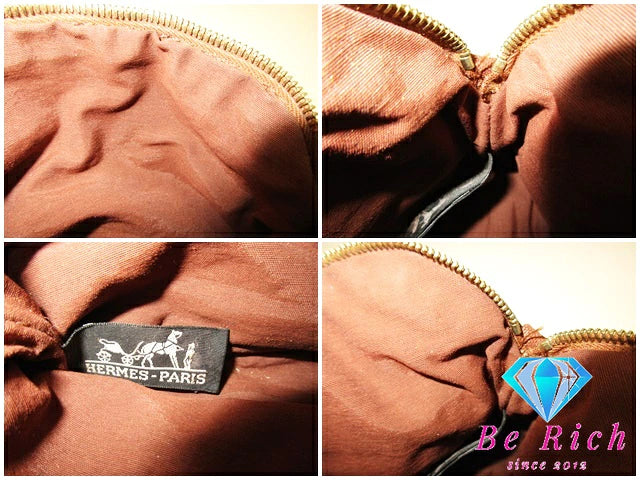 エルメス HERMES ボリード ポーチ ミニミニ 茶 ブラウン キャンバス 小物入れ アクセサリー コスメ 化粧ポーチ 【中古】【送料無料】 bc1977