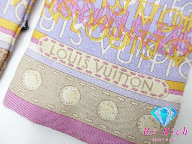 ルイ ヴィトン LOUIS VUITTON バンドー モノグラム マップ シルク 絹 パープル ピンク マルチカラー LV ロゴ ストール 巻物 小物 【中古】【送料無料】 bc2024