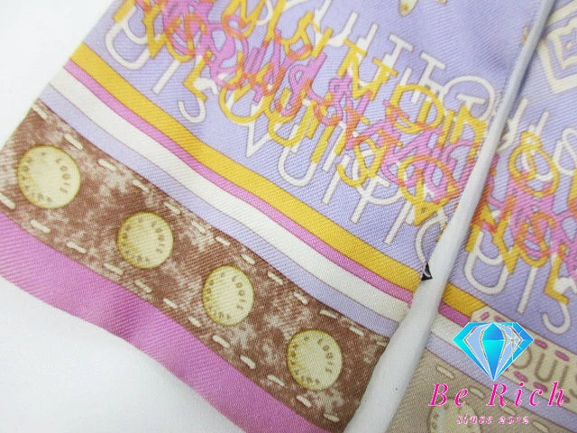 ルイ ヴィトン LOUIS VUITTON バンドー モノグラム マップ シルク 絹 パープル ピンク マルチカラー LV ロゴ ストール 巻物 小物 【中古】【送料無料】 bc2024