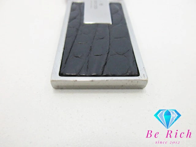 グッチ GUCCI クロコ 型押し キーホルダー キーリング GG レザー カーキ シルバー ロゴ プレート バッグ チャーム 小物  【中古】【送料無料】 bc2029