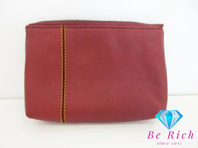 セリーヌ CELINE ポーチ ボルドー レッド 赤 レザー ロゴ 化粧 コスメ ファッション 小物 【中古】【送料無料】 bc2055