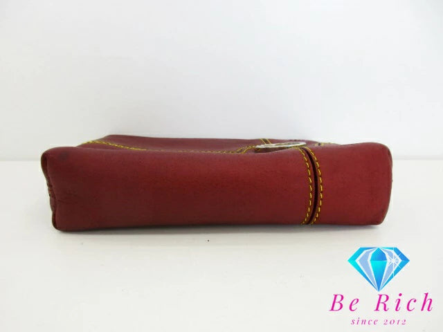 セリーヌ CELINE ポーチ ボルドー レッド 赤 レザー ロゴ 化粧 コスメ ファッション 小物 【中古】【送料無料】 bc2055