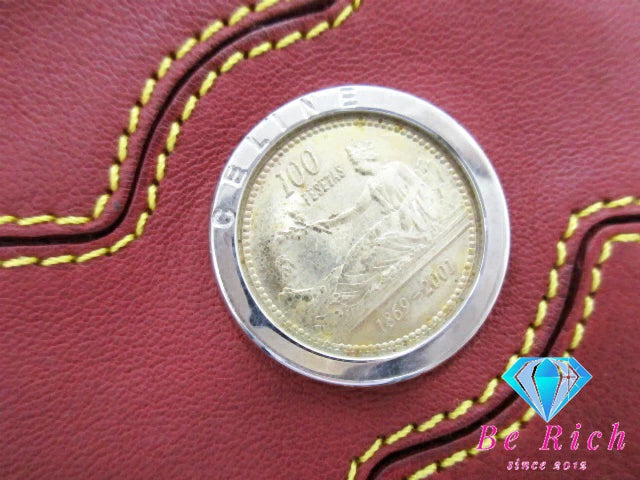 セリーヌ CELINE ポーチ ボルドー レッド 赤 レザー ロゴ 化粧 コスメ ファッション 小物 【中古】【送料無料】 bc2055