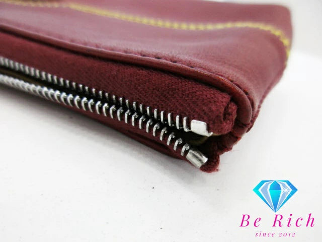 セリーヌ CELINE ポーチ ボルドー レッド 赤 レザー ロゴ 化粧 コスメ ファッション 小物 【中古】【送料無料】 bc2055