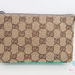 グッチ GUCCI ポーチ 115237 GG キャンバス レザー ベージュ ミントグリーン ロゴ マルチ ケース 小物 【中古】【送料無料】 bc2060
