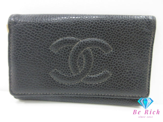シャネル CHANEL ココマーク 6連 キーケース A01439 黒 ブラック キャビアスキン レザー ロゴ キーホルダー アクセサリー 小物 【中古】【送料無料】 bc2096
