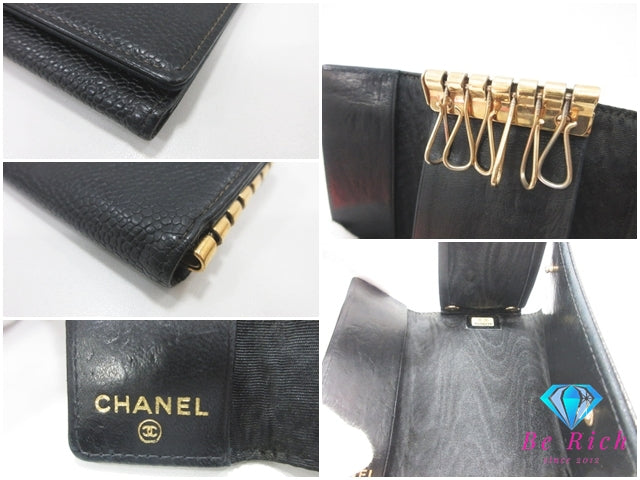 シャネル CHANEL ココマーク 6連 キーケース A01439 黒 ブラック キャビアスキン レザー ロゴ キーホルダー アクセサリー 小物 【中古】【送料無料】 bc2096