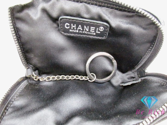 シャネル CHANEL キーリング 付 ミニ ポーチ ブラック 黒 ニュートラベル ナイロン ココマーク CC ロゴ アクセサリー マルチ ポーチ 鞄 【中古】【送料無料】 bc2118