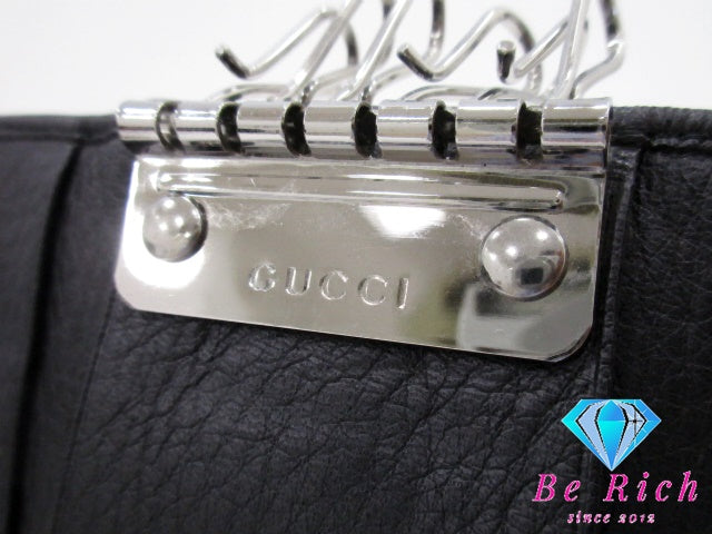 グッチ GUCCI 6連 キーケース 04579 黒 ブラック レザー ロゴ キーホルダー アクセサリー 小物 【中古】【送料無料】 bc2127