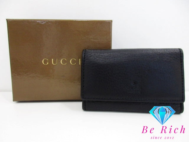 グッチ GUCCI 6連 キーケース 04579 黒 ブラック レザー ロゴ キーホルダー アクセサリー 小物 【中古】【送料無料】 bc2127