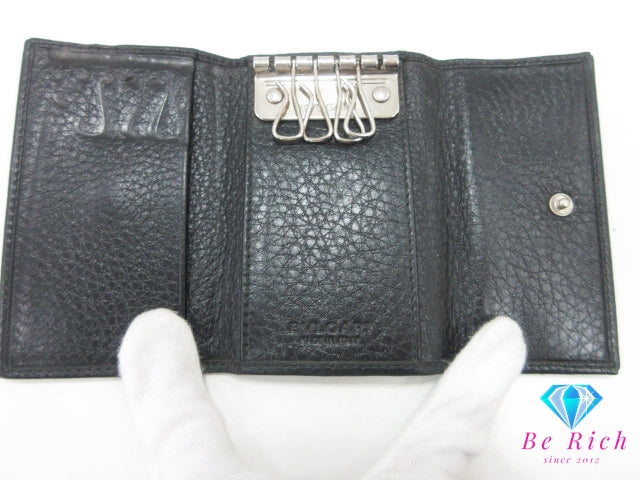 ブルガリ BVLGARI オクト 6連 キーケース 32780 黒 ブラック レザー ロゴ キーホルダー アクセサリー 小物 【中古】【送料無料】 bc2163