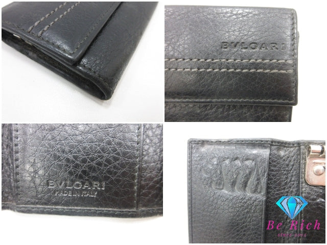 ブルガリ BVLGARI オクト 6連 キーケース 32780 黒 ブラック レザー ロゴ キーホルダー アクセサリー 小物 【中古】【送料無料】 bc2163