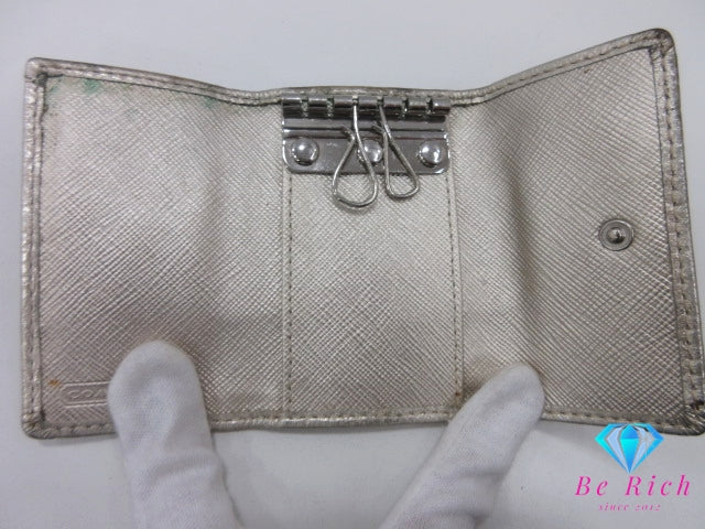 コーチ COACH 6連 キーケース シグネチャー カーキ ベージュ キャンバス  レザー  ロゴ  キーホルダー アクセサリー 小物 【中古】【送料無料】 bc2183