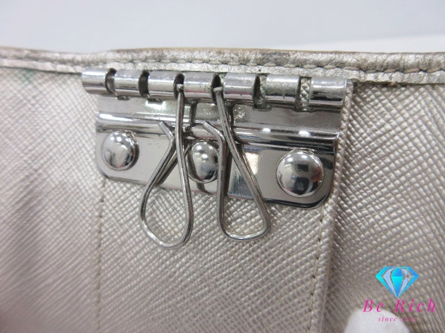 コーチ COACH 6連 キーケース シグネチャー カーキ ベージュ キャンバス  レザー  ロゴ  キーホルダー アクセサリー 小物 【中古】【送料無料】 bc2183