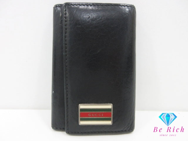 グッチ GUCCI 6連 キーケース シェリー ライン 154493 レザー 黒 ブラック ロゴ キーリング キーホルダー アクセサリー 小物 【中古】【送料無料】 bc2199