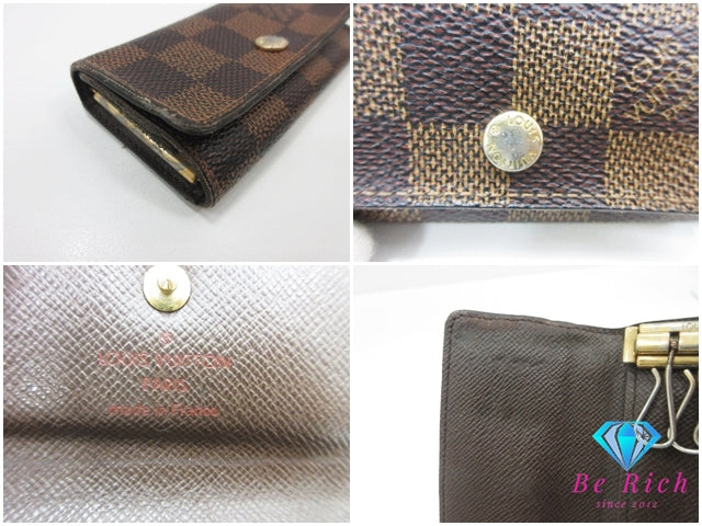 ルイ ヴィトン LOUIS VUITTON 4連 キーケース ダミエ ミュルティクレ 4 N62631 エベヌ ブラウン 茶 LV ロゴ キーホルダー アクセサリー 小物  【中古】【送料無料】 bc2224
