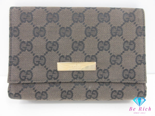 グッチ GUCCI ポーチ 039.1105.1705 GG キャンバス レザー ブラウン ロゴ マルチ ケース 小物 【中古】【送料無料】 bc2232