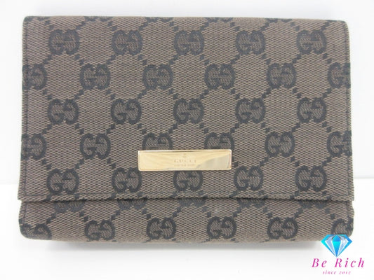 グッチ GUCCI ポーチ 039.1105.1705 GG キャンバス レザー ブラウン ロゴ マルチ ケース 小物 【中古】【送料無料】 bc2232