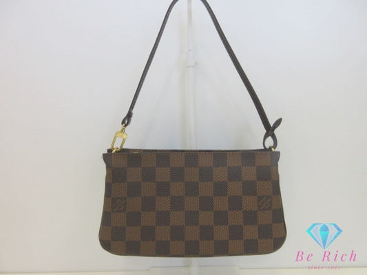 美品 ルイ ヴィトン LOUIS VUITTON アクセサリーポーチ ショルダーバッグ ナヴォナ N51983 ダミエ エベヌ 茶 ブラウン PVC レザー ポーチ ハンドバッグ 【中古】【送料無料】 bc2248