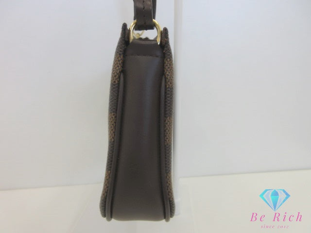 美品 ルイ ヴィトン LOUIS VUITTON アクセサリーポーチ ショルダーバッグ ナヴォナ N51983 ダミエ エベヌ 茶 ブラウン PVC レザー ポーチ ハンドバッグ 【中古】【送料無料】 bc2248