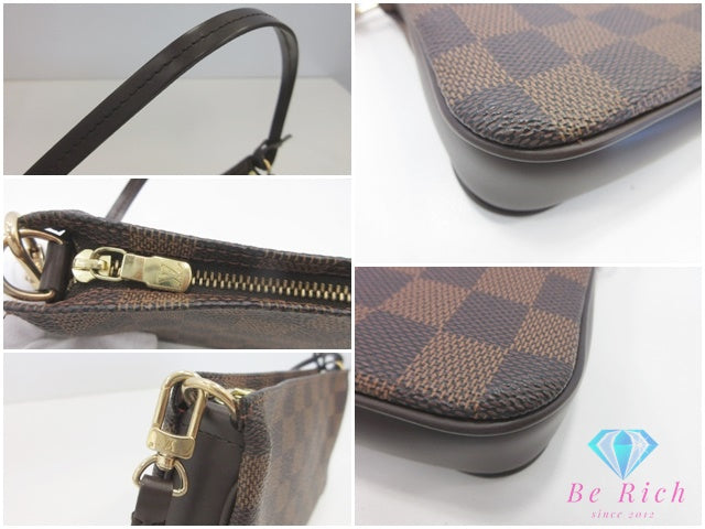 美品 ルイ ヴィトン LOUIS VUITTON アクセサリーポーチ ショルダーバッグ ナヴォナ N51983 ダミエ エベヌ 茶 ブラウン PVC レザー ポーチ ハンドバッグ 【中古】【送料無料】 bc2248