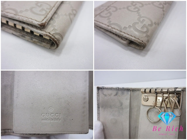 GUCCI 6連 キーケース 138093 GG マイクロ グッチ シマ レザー アイボリー 白 ロゴ キーホルダー アクセサリー 小物 【中古】【送料無料】 bc2250