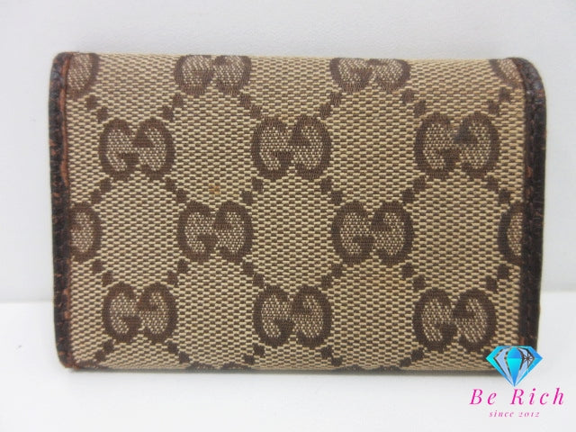 グッチ GUCCI 6連 キーケース 127048 GG ベージュ ブラウン 茶 キャンバス レザー ロゴ キーリング キーホルダー アクセサリー 小物 【中古】【送料無料】 bc2273