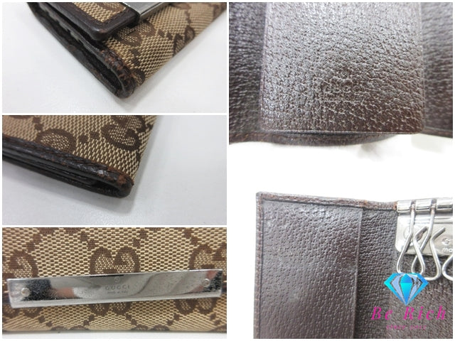 グッチ GUCCI 6連 キーケース 127048 GG ベージュ ブラウン 茶 キャンバス レザー ロゴ キーリング キーホルダー アクセサリー 小物 【中古】【送料無料】 bc2273