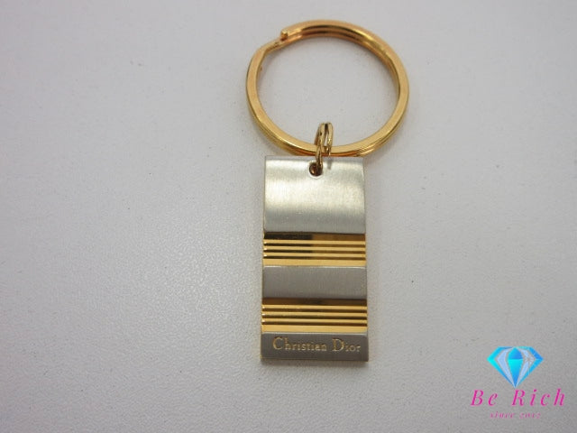 クリスチャン ディオール ロゴ プレート キーリング キーホルダー ゴールド GP シルバー メッキ CD 小物 アクセサリー 【中古】【送料無料】bc2277
