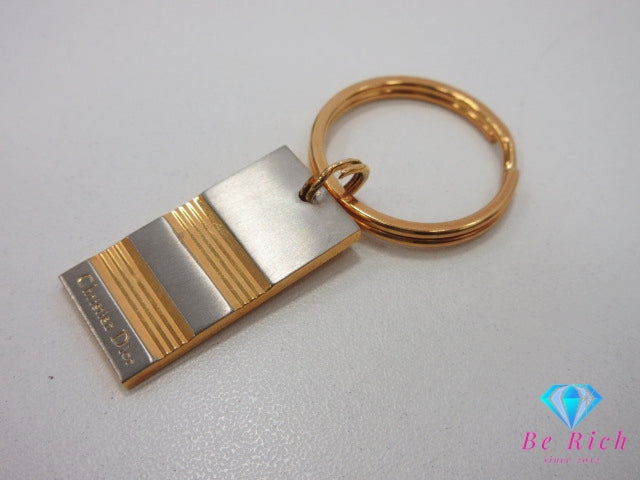 クリスチャン ディオール ロゴ プレート キーリング キーホルダー ゴールド GP シルバー メッキ CD 小物 アクセサリー 【中古】【送料無料】bc2277