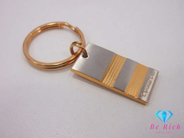 クリスチャン ディオール ロゴ プレート キーリング キーホルダー ゴールド GP シルバー メッキ CD 小物 アクセサリー 【中古】【送料無料】bc2277