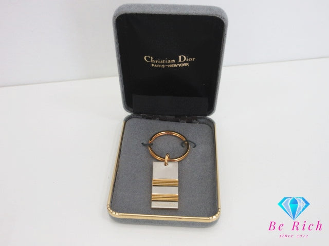 クリスチャン ディオール ロゴ プレート キーリング キーホルダー ゴールド GP シルバー メッキ CD 小物 アクセサリー 【中古】【送料無料】bc2277