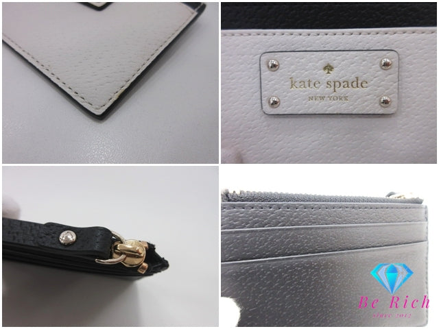 ケイトスペード kate spade カードケース 名刺入れ 白 ホワイト 黒 ブラック カード入れ 小物 【中古】【送料無料】 bc2281