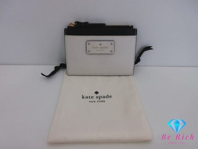 ケイトスペード kate spade カードケース 名刺入れ 白 ホワイト 黒 ブラック カード入れ 小物 【中古】【送料無料】 bc2281