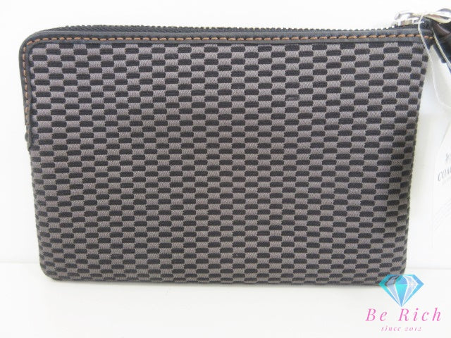 コーチ COACH ジャガード リストレット ポーチ F13311 ナイロン レザー コーナー ジップ リストレット ブラック グレー ロゴ アクセサリー 小物 【中古】【送料無料】 bc2282