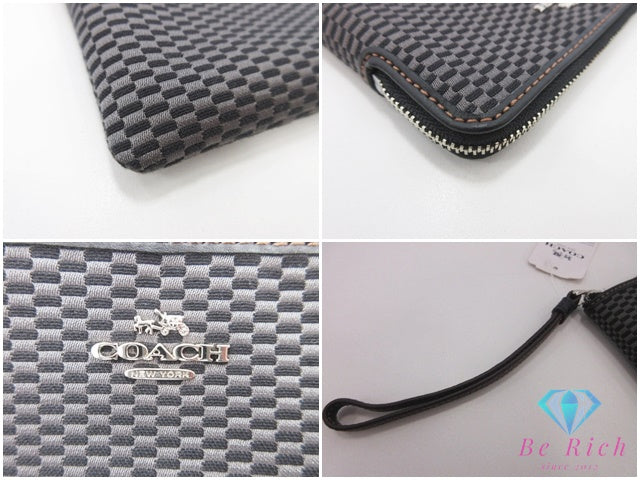 コーチ COACH ジャガード リストレット ポーチ F13311 ナイロン レザー コーナー ジップ リストレット ブラック グレー ロゴ アクセサリー 小物 【中古】【送料無料】 bc2282