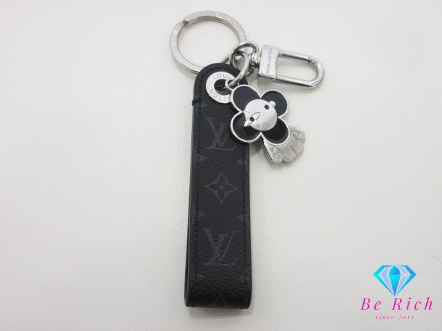ルイ ヴィトン LOUIS VUITTON キーホルダー ドラゴンヌ ヴィヴィエンヌ M01821 モノグラム エクリプス ブラック シルバー キーリング チャーム ロゴ アクセサリー 小物 【中古】【送料無料】 bc2294