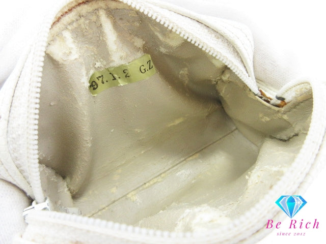 シャネル CHANEL ココマーク コスメ ポーチ ホワイト 白 キャビアスキン レザー CC ロゴ 化粧 アクセサリー マルチ ポーチ 鞄  【中古】【送料無料】 bc2297