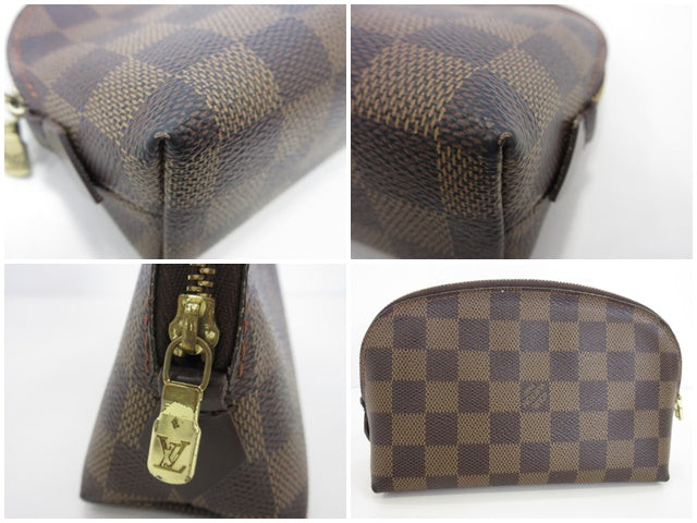 ルイ ヴィトン LOUIS VUITTON ダミエ ポシェット コスメティック N47516 エベヌ PVC レザー エベヌ 茶 ブラウン アクセサリー 小物 化粧 メイク ポーチ 【中古】【送料無料】 bc2316