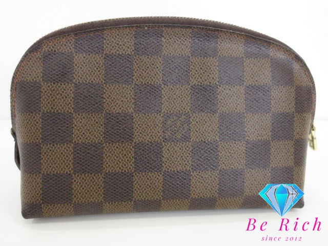 ルイ ヴィトン LOUIS VUITTON ダミエ ポシェット コスメティック N47516 エベヌ PVC レザー エベヌ 茶 ブラウン アクセサリー 小物 化粧 メイク ポーチ 【中古】【送料無料】 bc2316