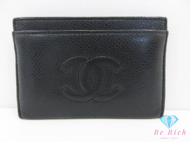 シャネル CHANEL カードケース キャビアスキン レザー 黒 ブラック ココマーク CC ロゴ カード入れ ビジネス 小物 【中古】【送料無料】 bc2353