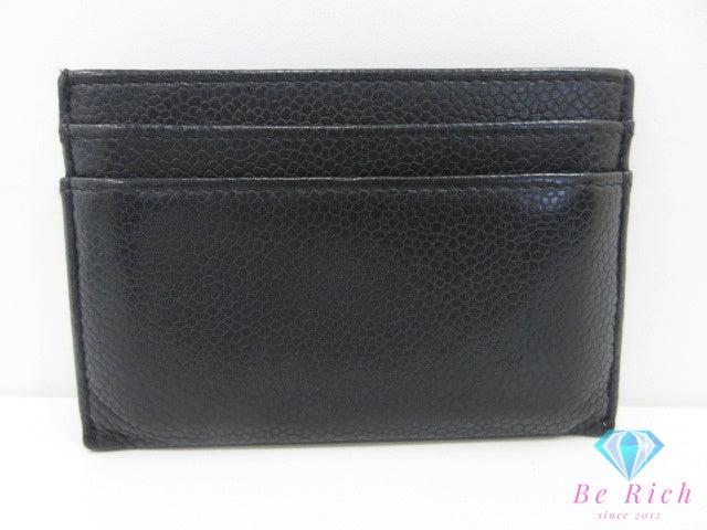 シャネル CHANEL カードケース キャビアスキン レザー 黒 ブラック ココマーク CC ロゴ カード入れ ビジネス 小物 【中古】【送料無料】 bc2353