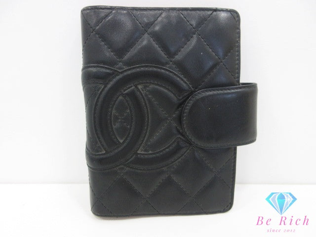 シャネル CHANEL カンボン 手帳 カバー ラムスキン レザー 黒 ブラック ココマーク CC ロゴ 6穴 システム スケジュール 文具 小物 【中古】【送料無料】 bc2356