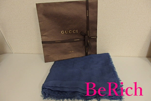 グッチ GUCCI 大判 正方形 ストール GG 柄 ブルー 青 レーヨン