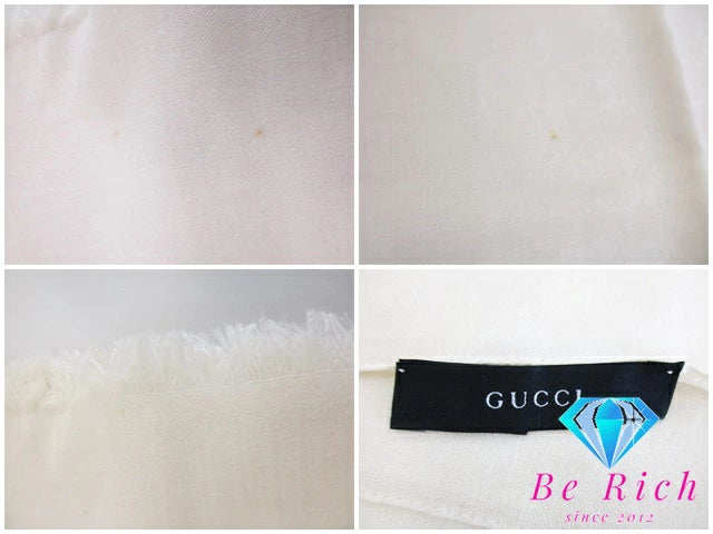 グッチ GG ストール シルク ウール 白 ホワイト アイボリー マフラー スカーフ GUCCI 【中古】【送料無料】 bh2340