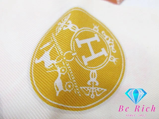 美品 エルメス HERMES ツイリー スカーフ EX-Libris エクスリブリスの紙吹雪 062494S シルク 絹 アイボリー オレンジ ストール 巻物 小物 【中古】【送料無料】 bh2353