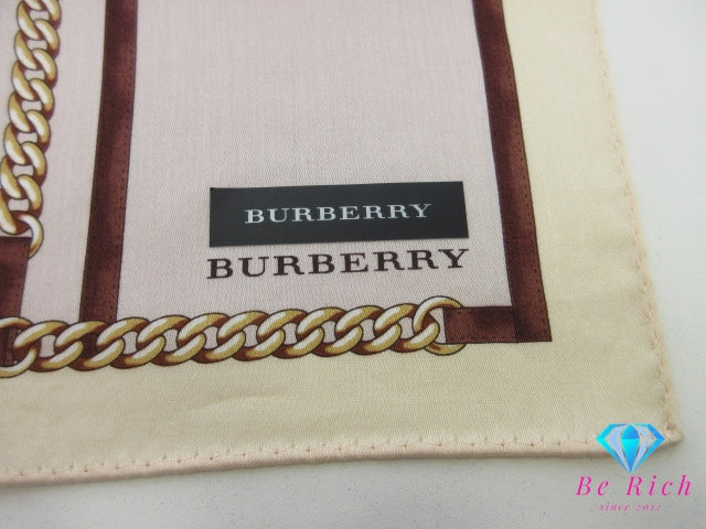 バーバリー BURBERRY ハンカチ チェック柄 アイボリー ブラウン 茶 マルチ ロゴ コットン 綿 小物  【中古】【送料無料】 bh2614